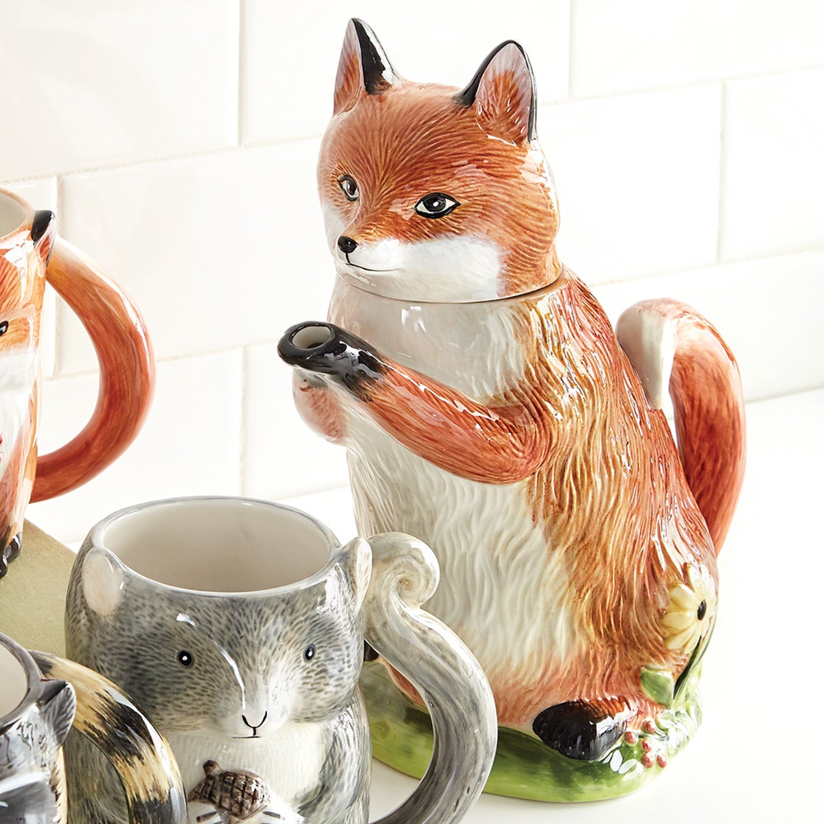 3-D Fox Ceramic Pitcher Black Forest Decor - Main Image