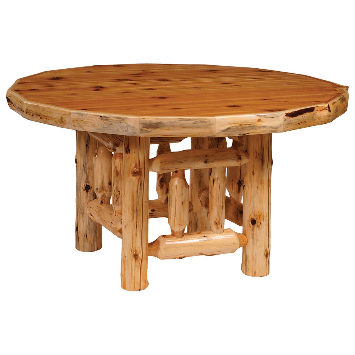 Cedar Log Standard Finish Round Dining Table 48 Inch Black