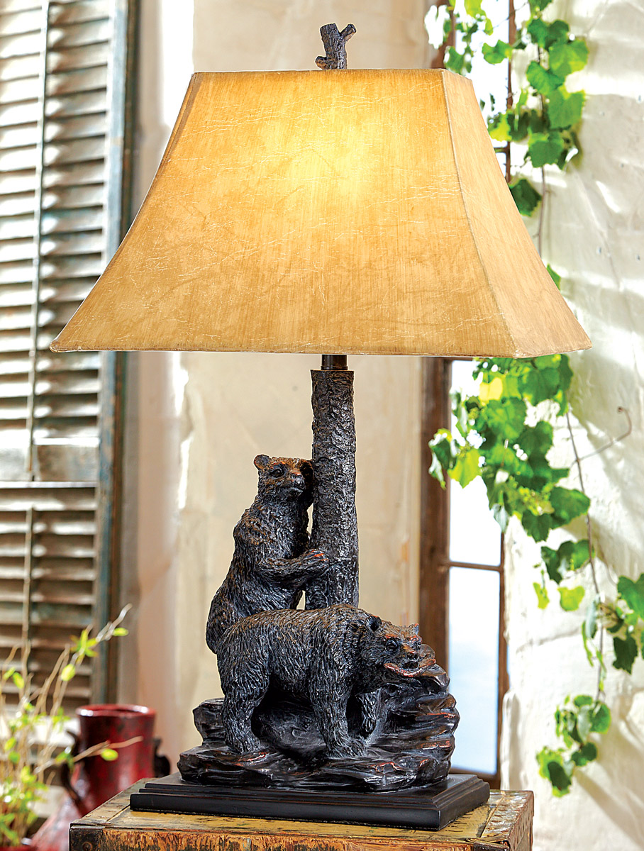 Rustic Table Lamps: Foraging Bear Table Lamp Black Forest Decor