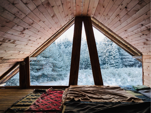 Log Bed in Cabin